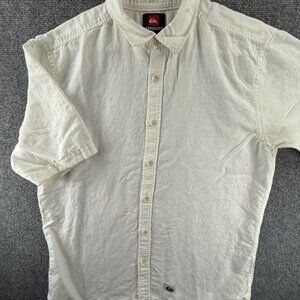 Quiksilver Short Sleeve 2XL Modern White Button Up Streetwear Surf Mens Shirt